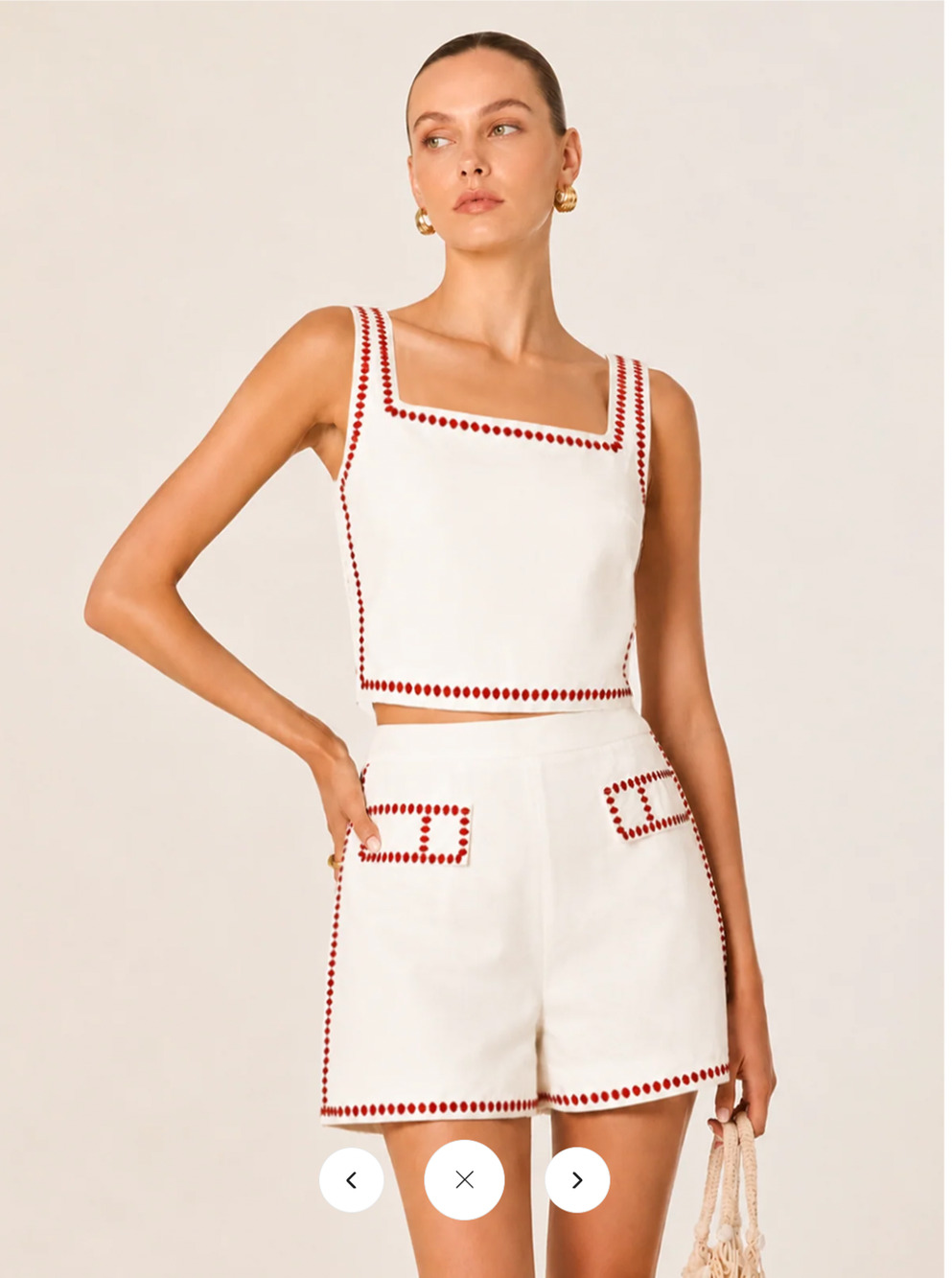 NWT Commense Square Neck Embroidered Top & Shorts Set Sz XS